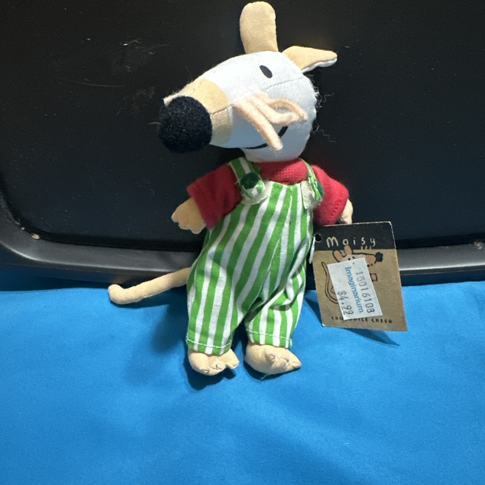 Vintage 1996 Crocodile Creek Maisy  Plush 5" Mouse Striped Overalls Doll  NWT